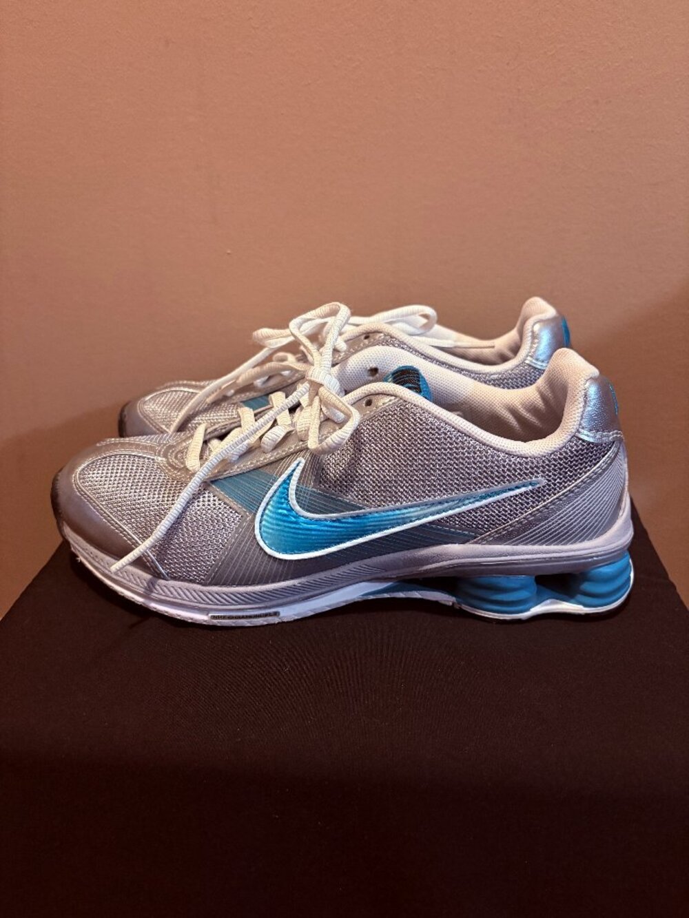 Nike Shox Zip Diamond Flex Silver Teal Running Shoes Size 5.5 (386382-031)